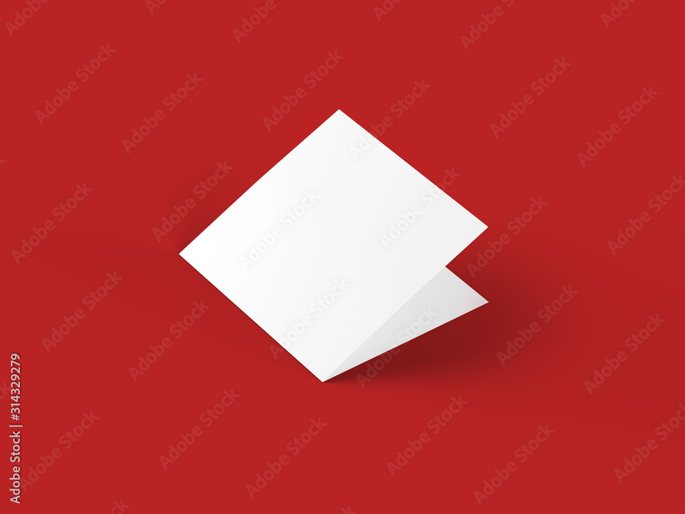 Brochure in square format folded to two - mockup. 3d illustration Brochure in square format folded to two - mockup. 3d illustration