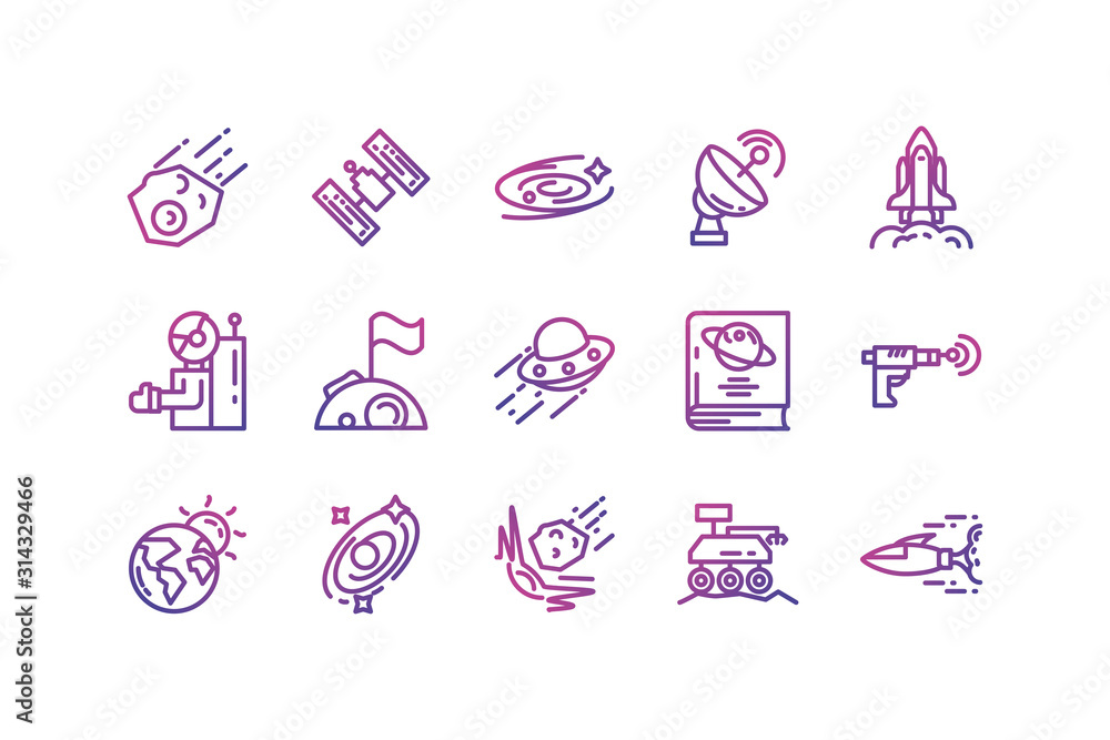 Isolated space icon set vector design