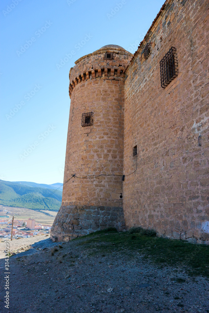 corner tower of medieval spanish castle La Calahorra, Granada, Andalucia, Spain