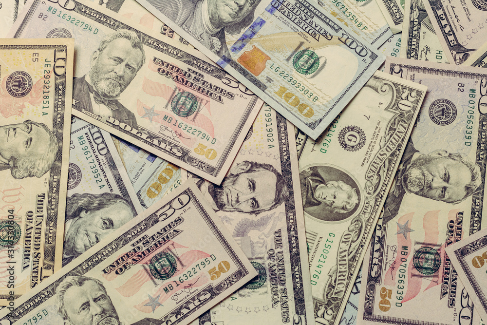 The texture of all US banknotes of five, ten, twenty, fifty and one hundred. The texture of all US banknotes of five, ten, twenty, fifty and one hundred.