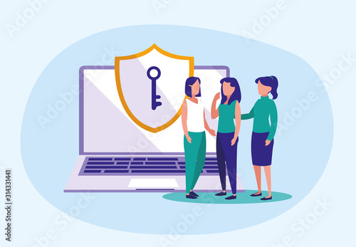 Women with laptop vector design