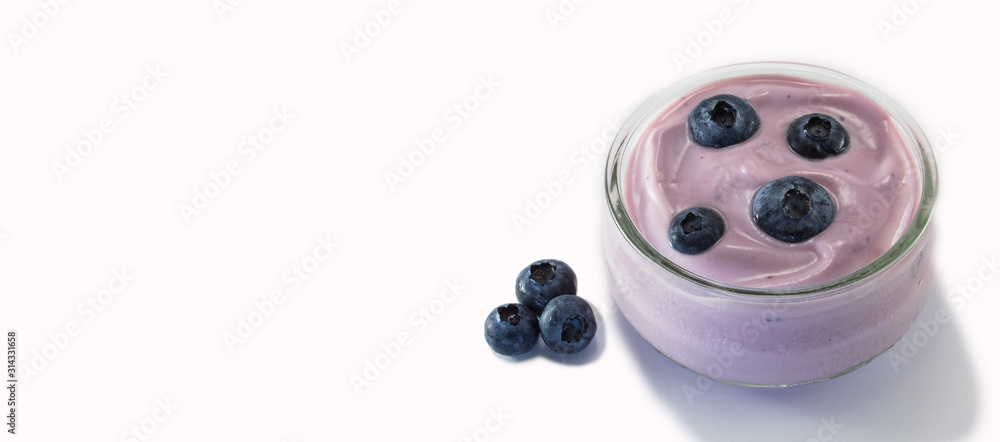 blueberry yogurt dessert with white background blueberry yogurt dessert with white background