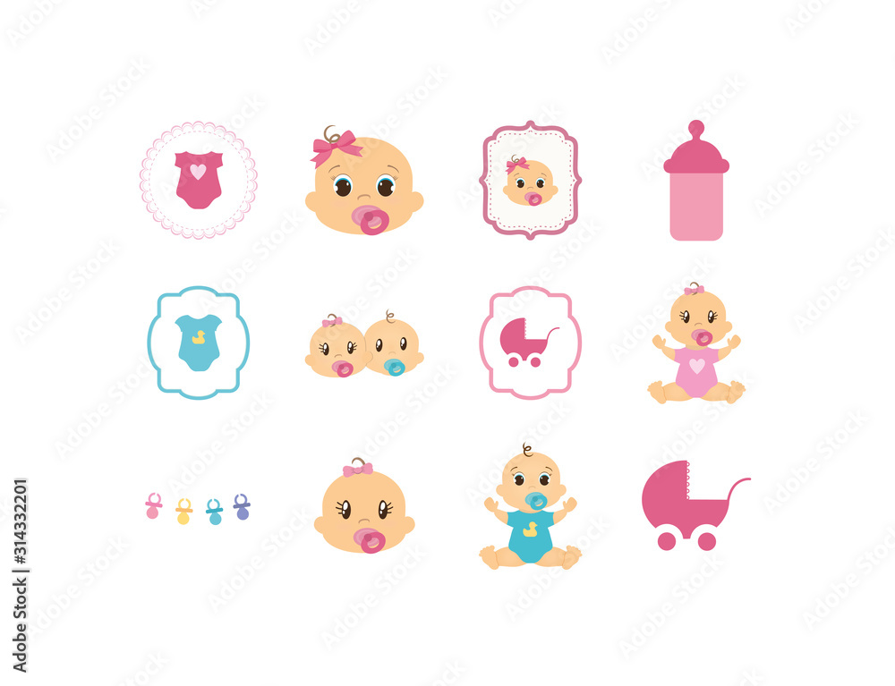 Isolated baby icon set vector design