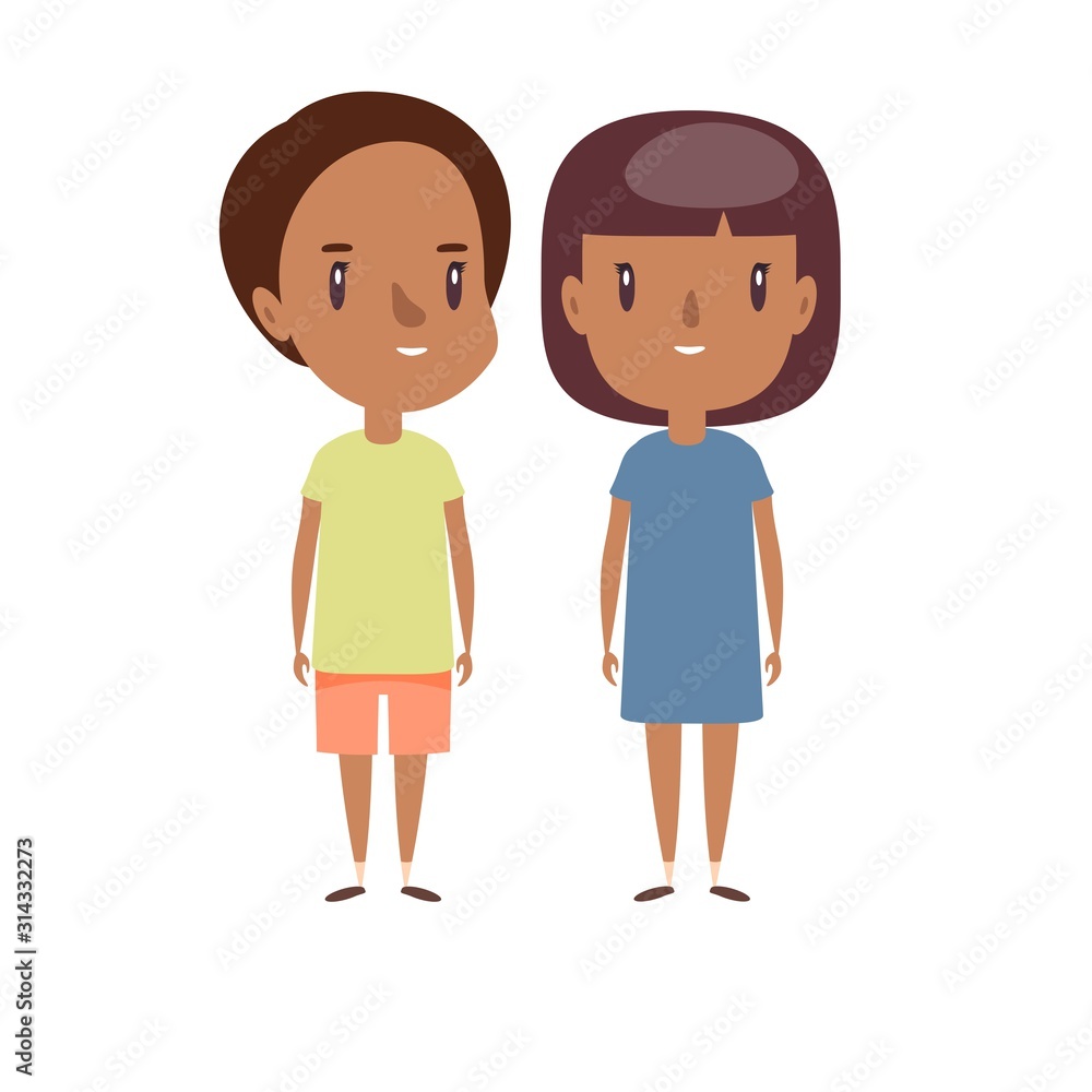 Boy and girl - characters. Vector flat design illustration.