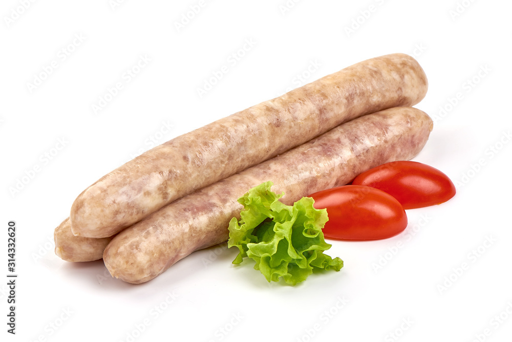 Raw Chicken Sausages, isolated on white background Raw Chicken Sausages, isolated on white background