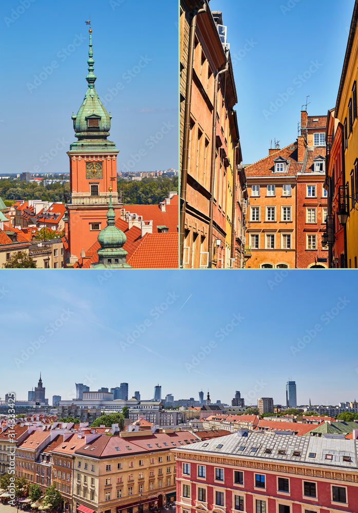 Obraz premium Cover for an article about traveling around Warsaw, Poland.