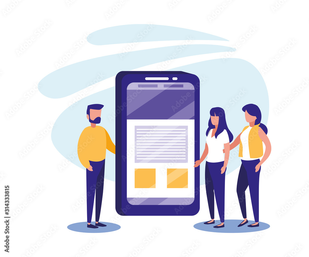 People with smartphone vector design