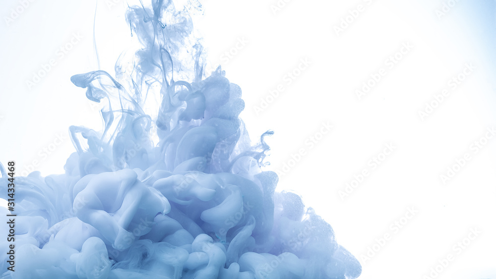 Delicate air pastels light faded blue plain background, isolated ink in water on a white background Delicate air pastels light faded blue plain background, isolated ink in water on a white background