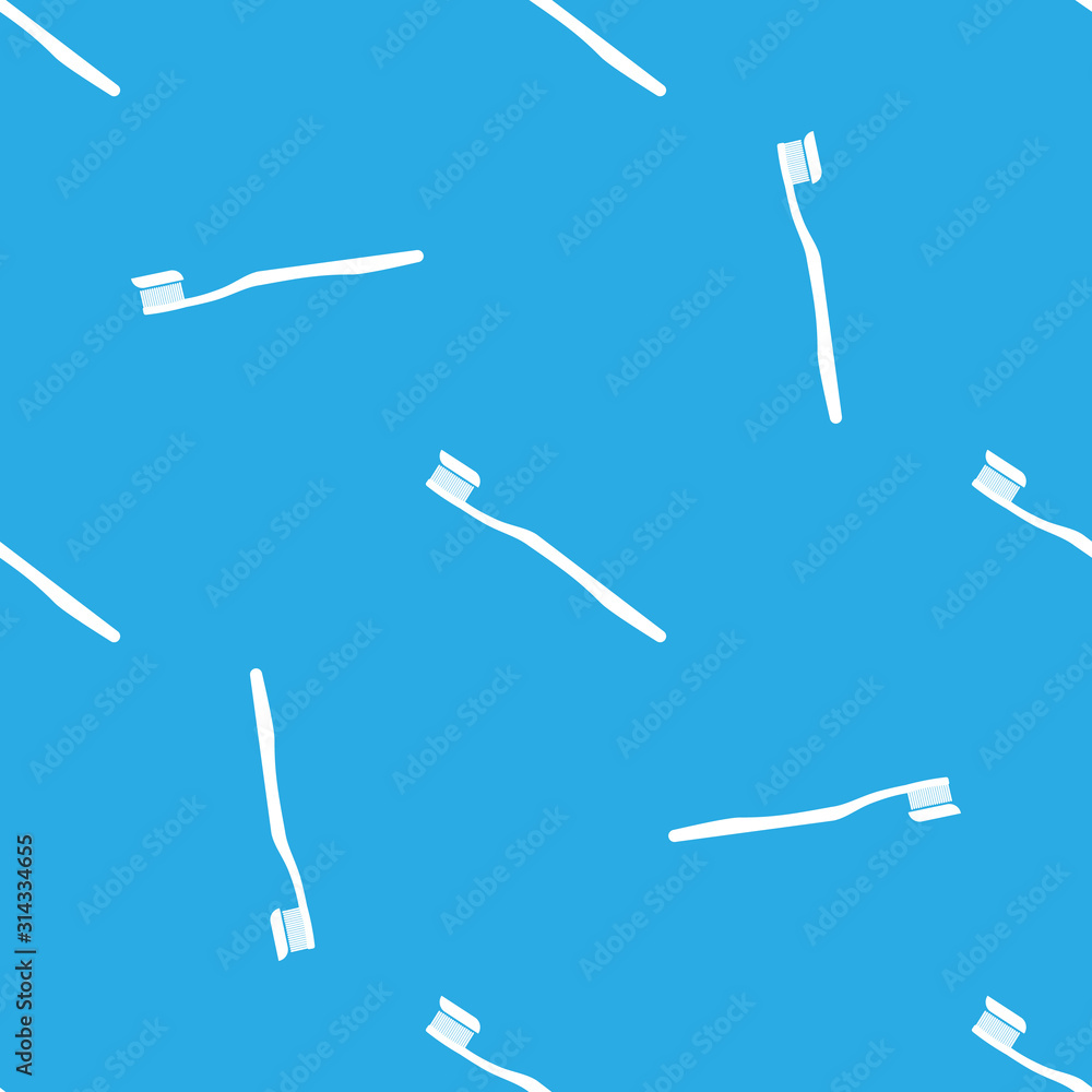 Seamless vector pattern with tooth brush on blue background. Wallpaper ...