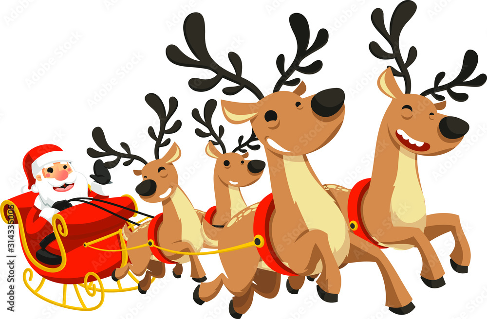 Fototapeta premium santa with elk sledge