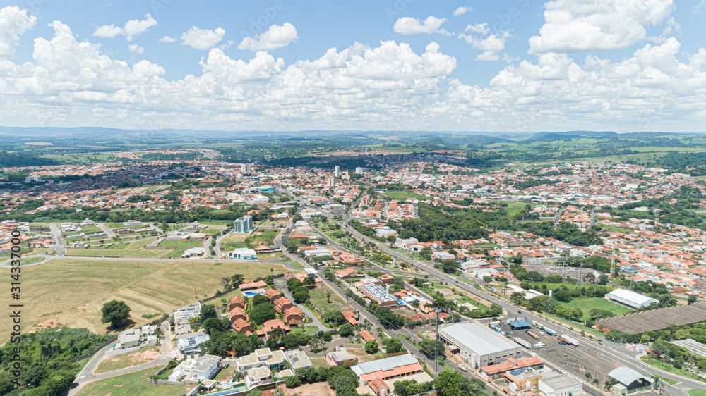 Aerial view of the Mococa city, São Paulo / Brazil.