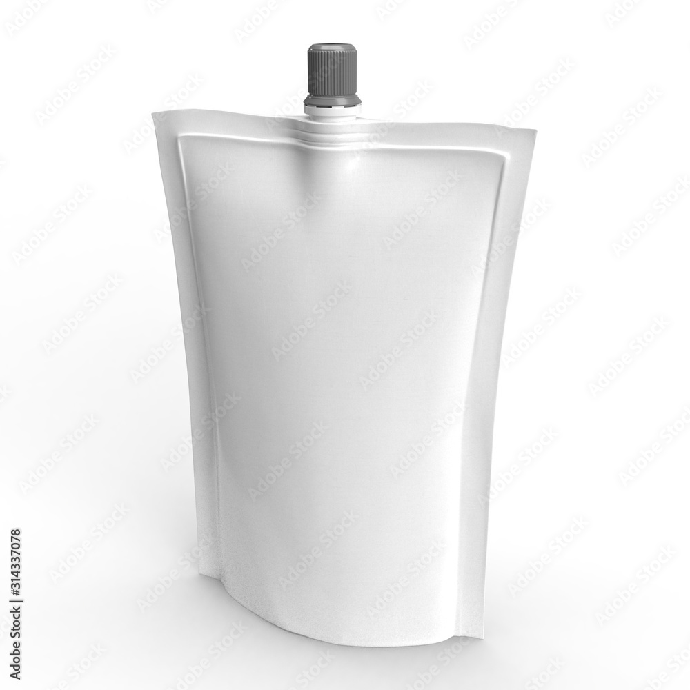 White Plastic Pouch With Batcher White Background Ready for Mock Up White Plastic Pouch With Batcher White Background Ready for Mock Up