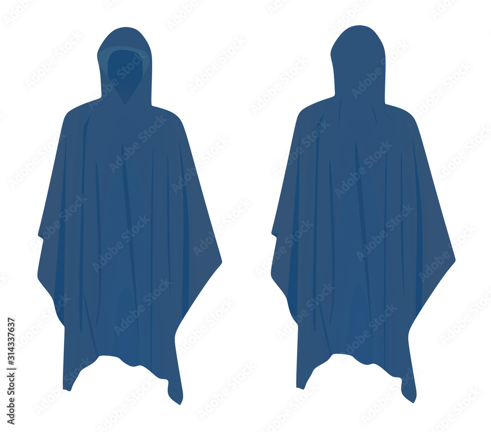 Blue rain coat. vector illustration