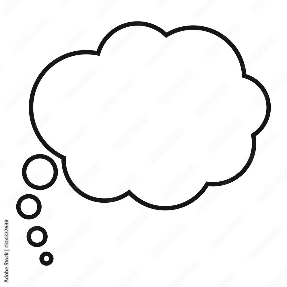 Think bubble isolated. Trendy think bubble in flat style. Modern template for social network and label. Creative thought balloon. Cloud line art, vector illustration Think bubble isolated. Trendy think bubble in flat style. Modern template for social network and label. Creative thought balloon. Cloud line art, vector illustration