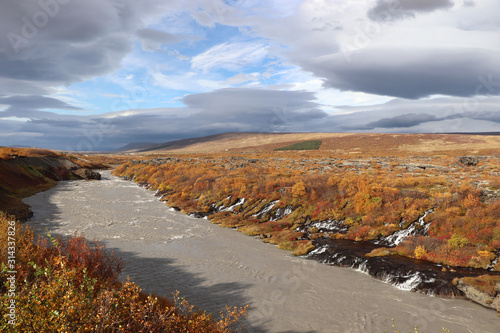 Beautiful rugged landscape on Iceland in autumnal colours photo