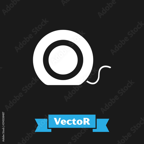 White Dental floss icon isolated on black background. Vector Illustration