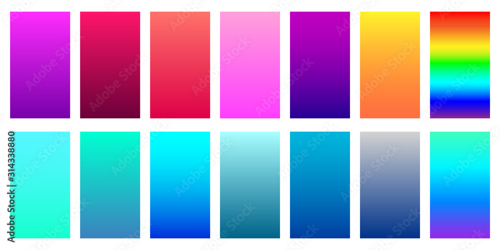 Gradient backgrounds set. Soft colorful background design. Abstract vector illustration.