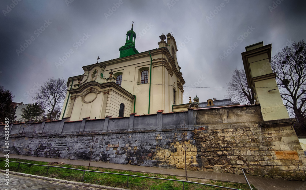 Lviv old city architecture with cloudy weather in the winter season Lviv old city architecture with cloudy weather in the winter season