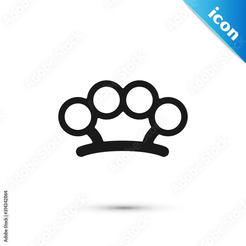 Black Brass knuckles icon isolated on white background. Vector Illustration