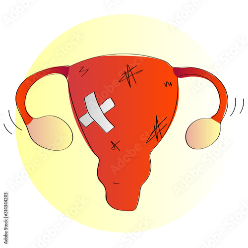 Bright symbolic minimalist illustration of  menstrual cramps
