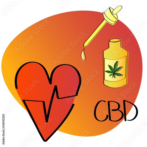 Bright symbolic illustration showing the effect of CBD products on heart health and well being