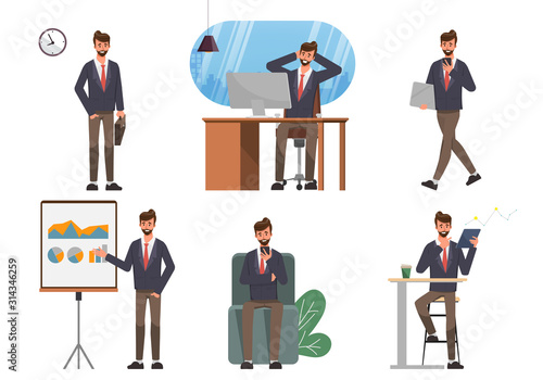 Business people teamwork office workers character set.