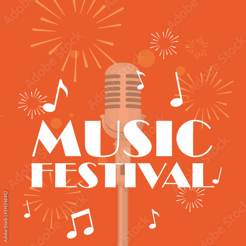 Isolated microphone of music festival vector design