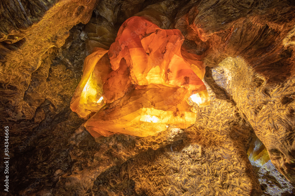 Gypsum crystal in a karst cave