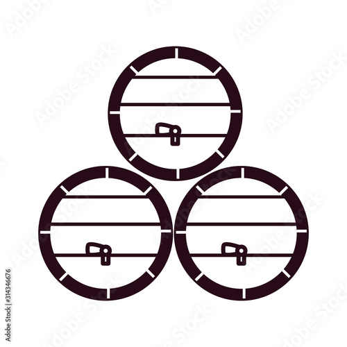 wine barrels block line style icon