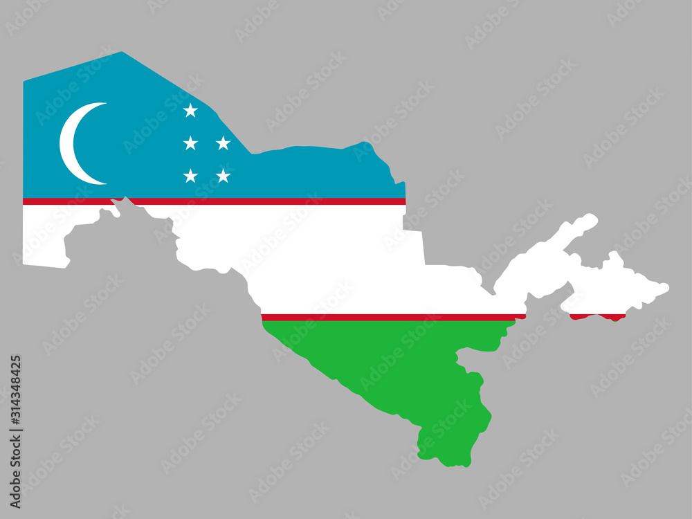 Uzbekistan Map flag Vector illustration eps 10