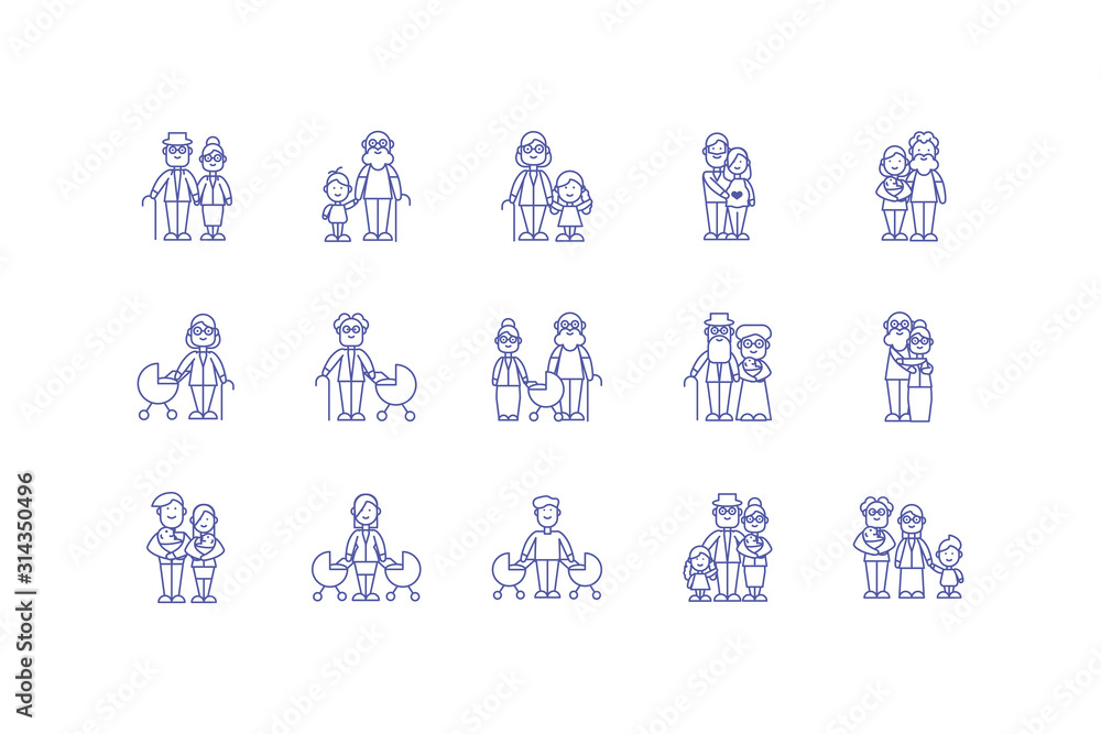 Isolated family cartoons icon set vector design