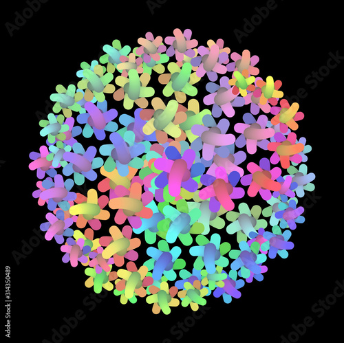 Vector Rainbow Flower Ball Background - Abstract Creative Iridescent Design