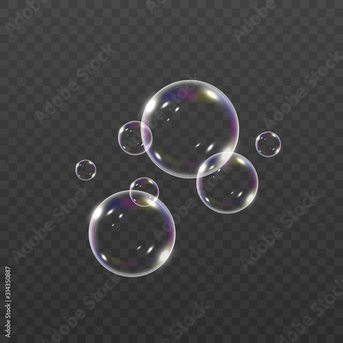 Illustration. Ellipse in the form of soap bubbles. Bubbles from washing. Bubble. Shampoo  foam.