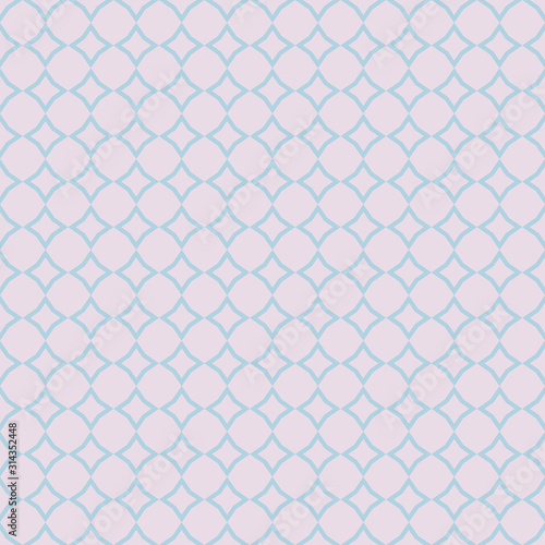 Diamond grid pattern. Vector abstract seamless texture in pastel colors, lilac and blue. Elegant geometric ornament with small rhombuses, mesh, net, lattice, fence, repeat tiles. Simple background