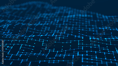 Data technology illustration. Abstract background with connecting dots and lines. 3d rendering.