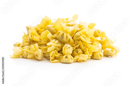 Italian stuffed pasta. Sacchettini pasta.