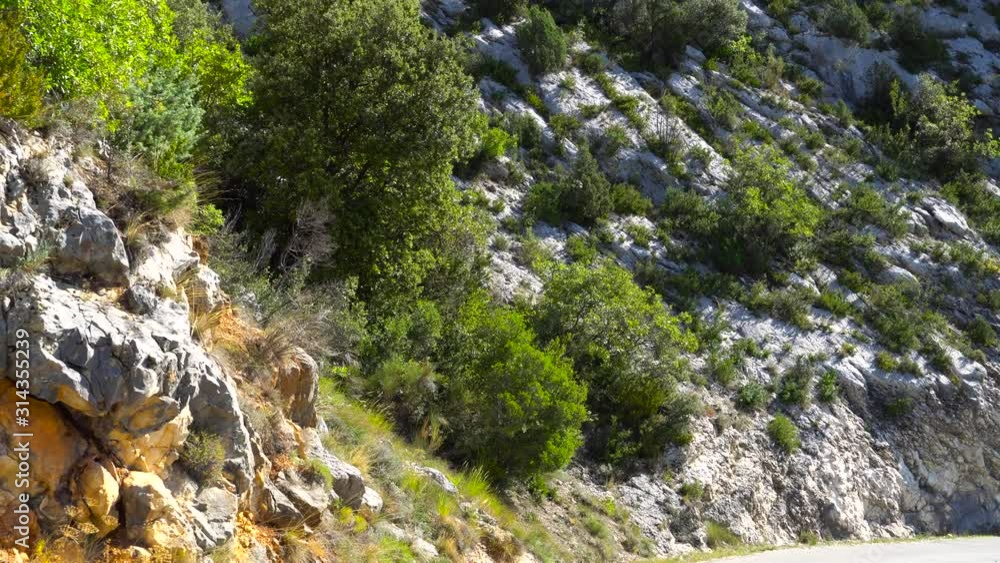 Dangerous asphalt mountain road in France, Verdone. French alps