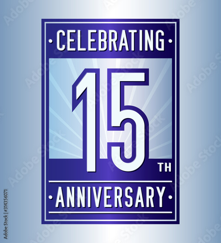 15 years logo design template. Anniversary vector and illustration.