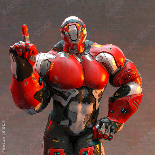 futuristic astronaut on outfit is saying my turn