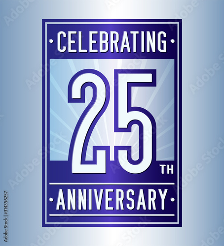 25 years logo design template. Anniversary vector and illustration.