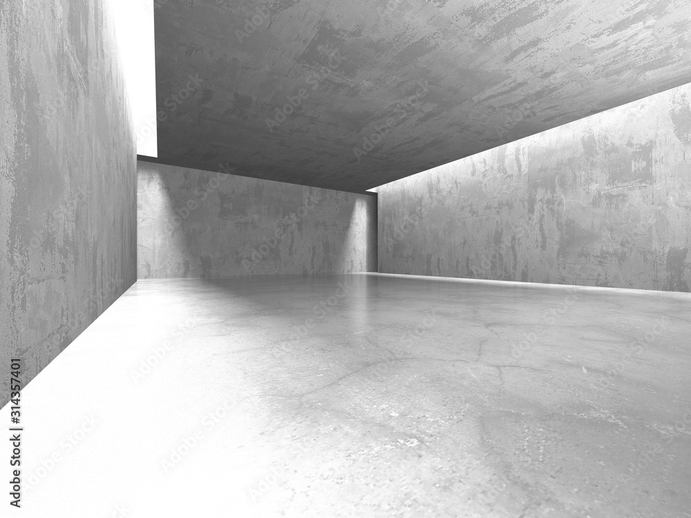 Dark concrete empty room. Modern architecture design Dark concrete empty room. Modern architecture design