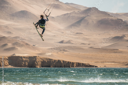 KiteSurfing in the amazing desert and ocean of Peru.