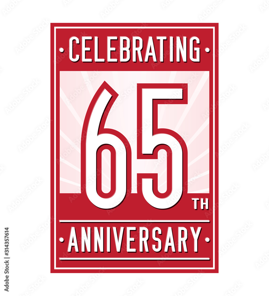 65 years logo design template. Anniversary vector and illustration.