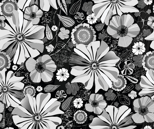 Wallpaper Mural Summer Garden - Black and White Painterly Torontodigital.ca