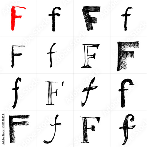  Vector letters. Hand drawn letters. Letters drawn using spray can, inkpen, highlighters and others materials. Variety materials, lines and devices. Set of templates.