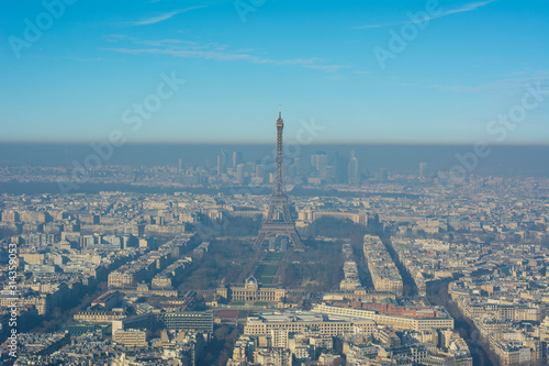 View of Paris where you can see air pollution