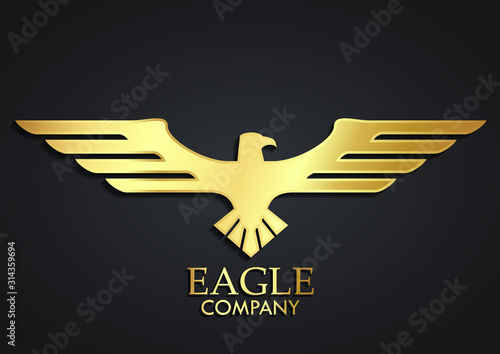 3d golden elegant stylized eagle logo design