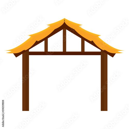 Isolated wooden manger hut