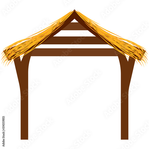 Obraz na płótnie Isolated wooden manger hut