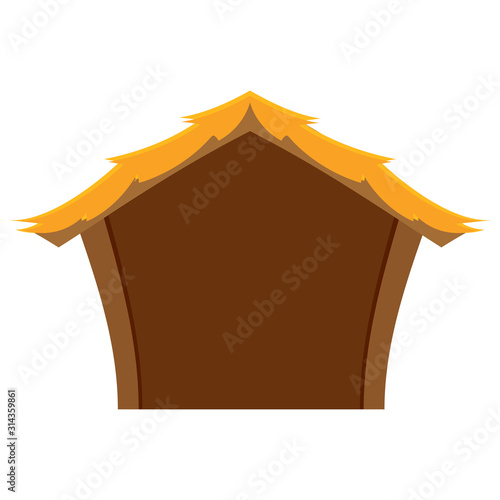 Isolated wooden manger hut